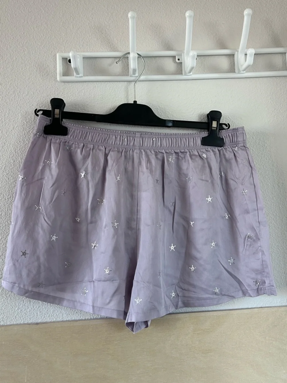 PINK Victoria’s Secret Silky Sleep Boxy PJ Shorts Spring Violet Foil Sz S Comfy